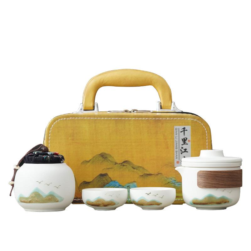 Outdoor express cup, high-end practical, send elders good travel tea set, Qingshan ancient rhyme teapot set