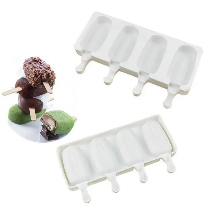 Thick material Silicone Ice Cream Mold Makers DIY Dessert Molds Moulds Tray With Popsicle
