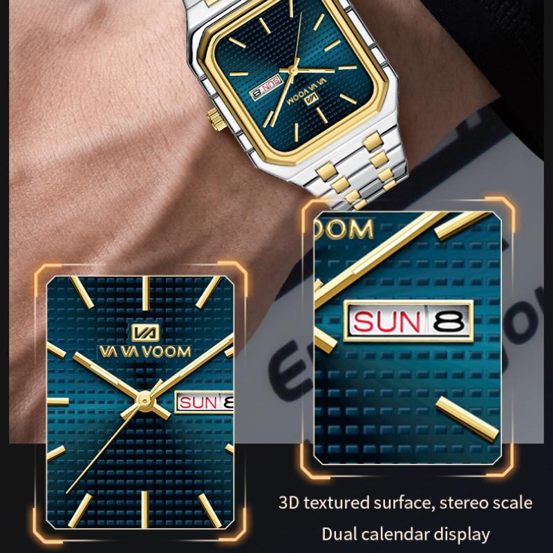 Business Casual Men's Watch Simple Luminous Square Gradually Gold Steel Belt Men's Watch