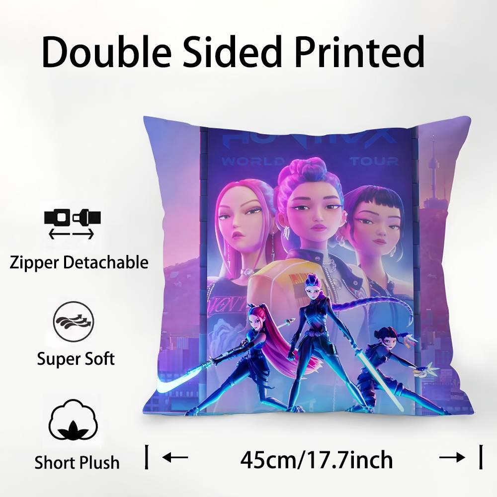 K-kpop D-Demon H-Hunters Pillow Case Plush Fabric Soft  Pillowcase Double Sided Print Cushion Cover Household Gifts