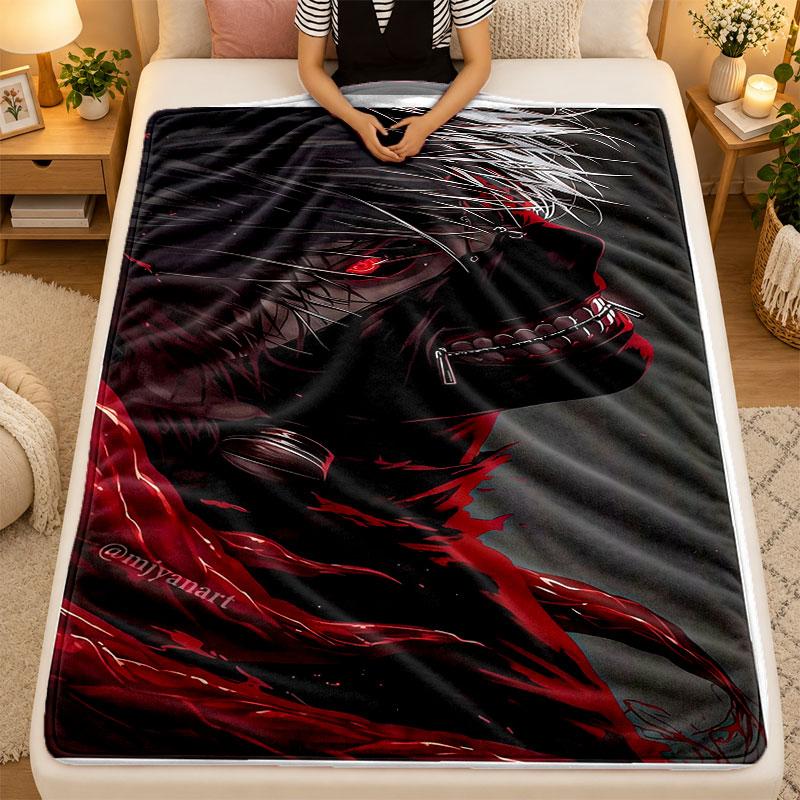 Flannel BlanketTokyo Ghoul Warm Soft Throw Blanket for Indoor Sofa Bed Living Room Use