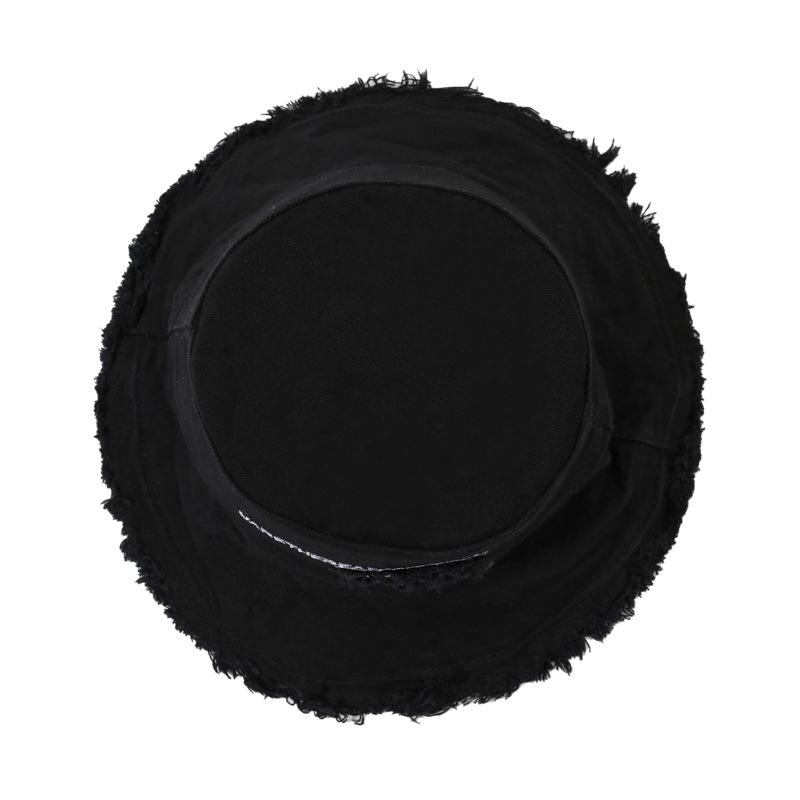 Solid color washed rough edge bucket hat foldable soft top basin hat ladies beach sun hat fashionable versatile beach hat
