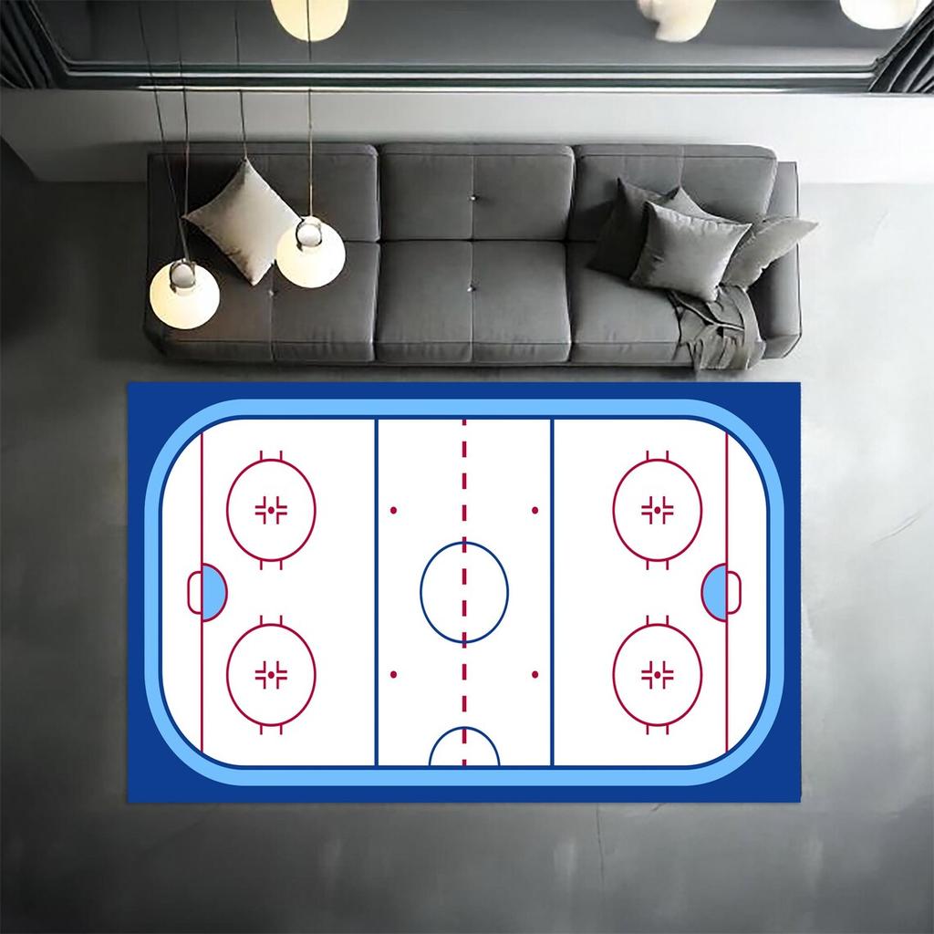 Ice Hockey Rug, Hockey Field Rug, Ice Hockey Table Decor Carpet, Sports Field Rug, Blue Rug, Sport Rug, Boys Room Rug