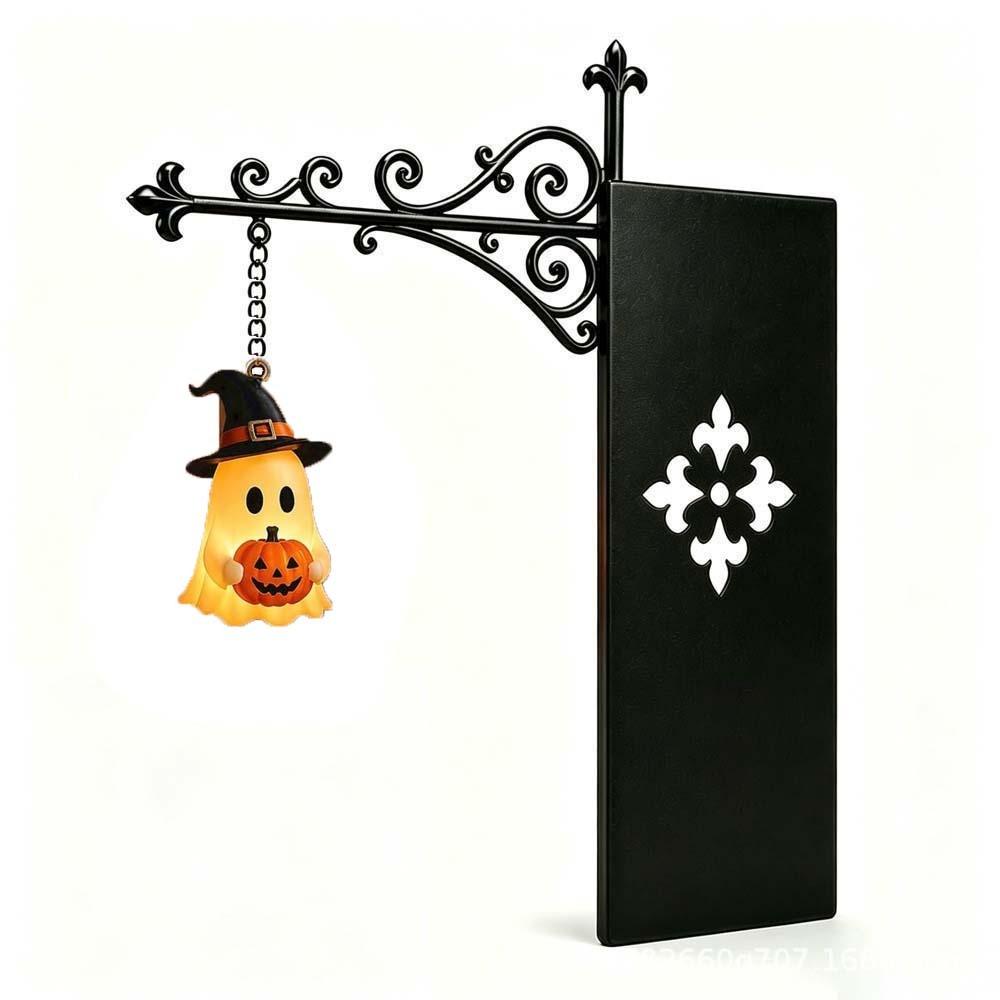 Wrought Iron LED Glowing Lantern Button Cell Battery Powered Ghost Bookshelf Decor Study Room