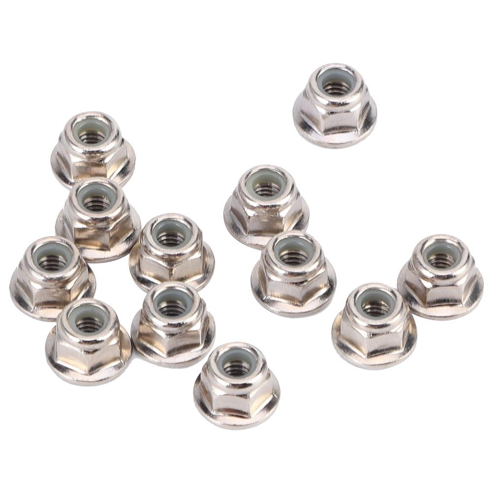 12PCS NonSlip Tire 4mm Lock Nut for Axial Traxxas TRX4 TRX6 SCX10 110 RC Model Car(Silver )