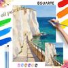 Digital oil painting kits of white coastal cliffs and blue ocean are ideal for professional art purposes and home wall decoration.