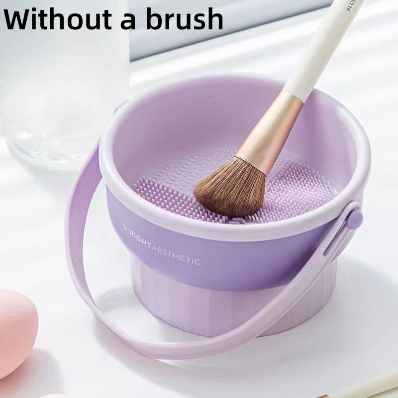 3 In 1 Makeup Brush Silicone Cleaning Bowl Cleaning Makeup Brush Beauty Egg Makeup Tool Scrubbing Board Hanging On The Drying Box