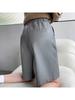 2025 Women's High Waist PU Washed Leather Bootcut Shorts - Mid-Length, Wide Leg, Loose Slimming Fit for Autumn/Winter