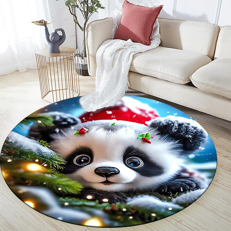 1pc Soft, Absorbent & Non Slip Cute panda Round Rug Soft Circle Rug for Living Room & Bedroom Decor, Chair Mats, and Unforgettable Home Gift