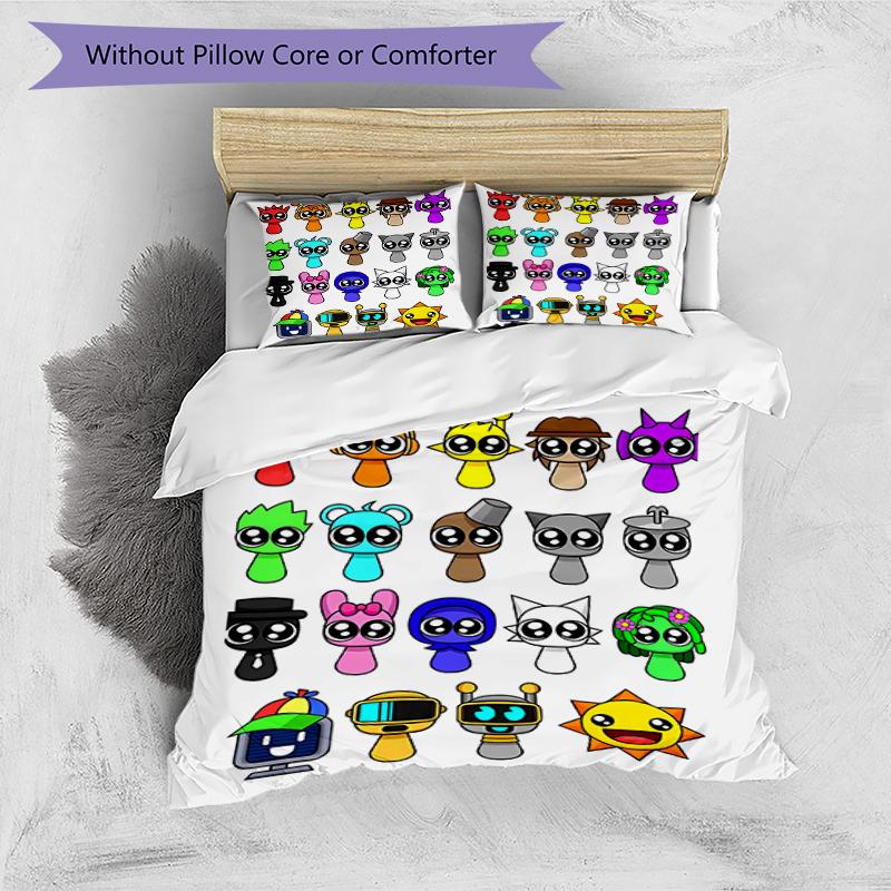 3pcs Sprunki9 pattern bedding set duvet cover set includes duvet cover &pillowcases, perfect all season bedroom decoration & gift