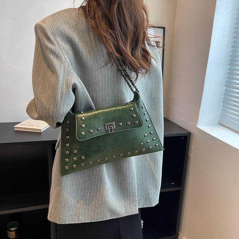 Hot Sale Retro Underarm Bag Women's Niche Fashion One Shoulder Crossbody Women's Bag Chain Rivet Bag Underarm Bag