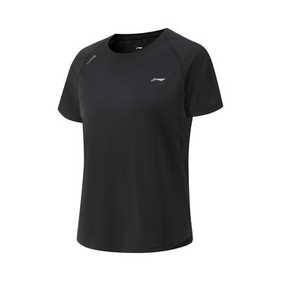 Li Ning Cool Tea T Comfortabel Casual Eenvoudig Veelzijdig Ronde Hals Pullover Korte Mouw T-Shirt Dames T-Shirts Zwart ATSV594-5