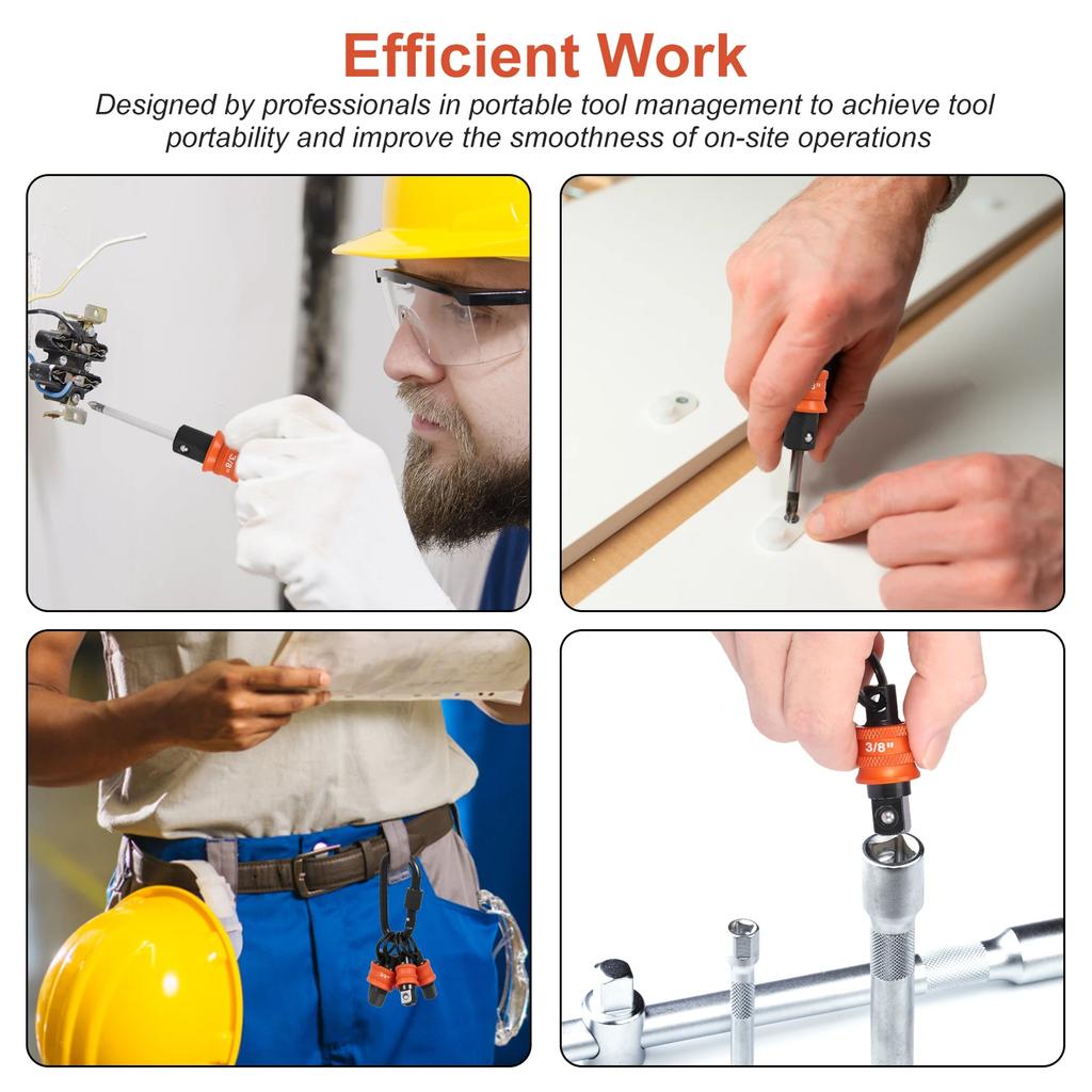 5PCS Socket Holder Keychain 1/2" 3/8" Socket Organizer with Quick Release and Clip for Construction Workers, Carpenter Mechanics
