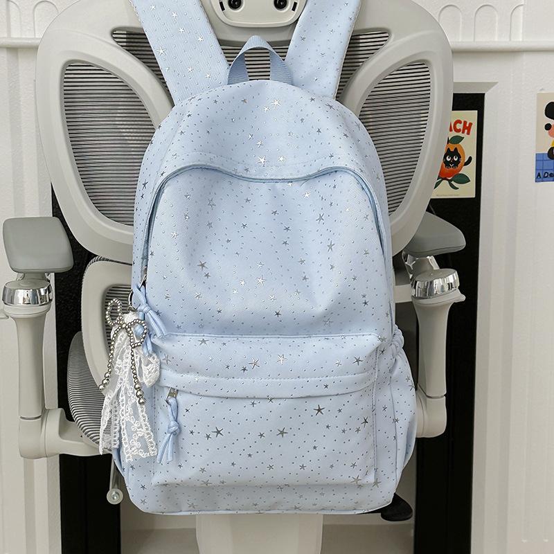 Schoolbag schoolbag new 1011 hot stamping three-dimensional star printing high school students large capacity fresh and sweet casual backpack