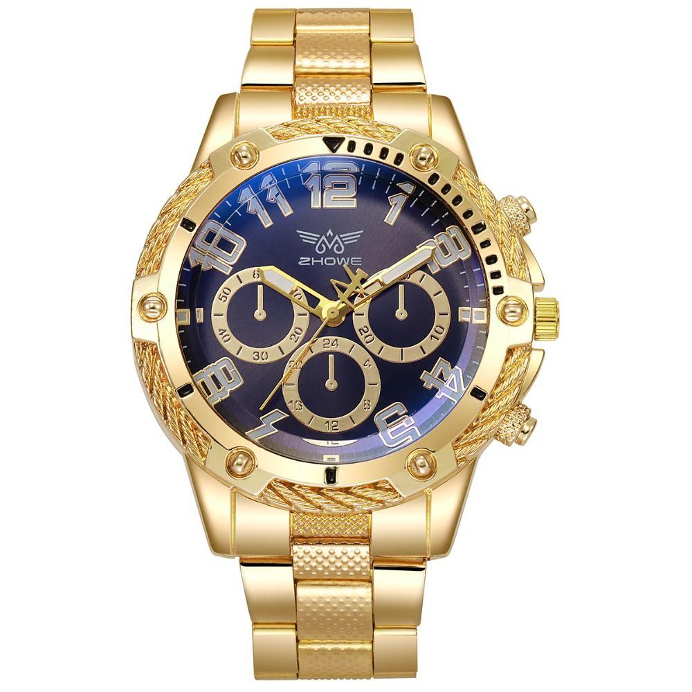 Big Dial Men Quartz Watches Gold Wristwatch Creative Men's Business Watches  Business