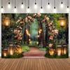 Enchanted Forest Rose Arch Photo Backdrop Magical Garden Photography Background For Wedding Pregnant Portrait Party Home Decor2