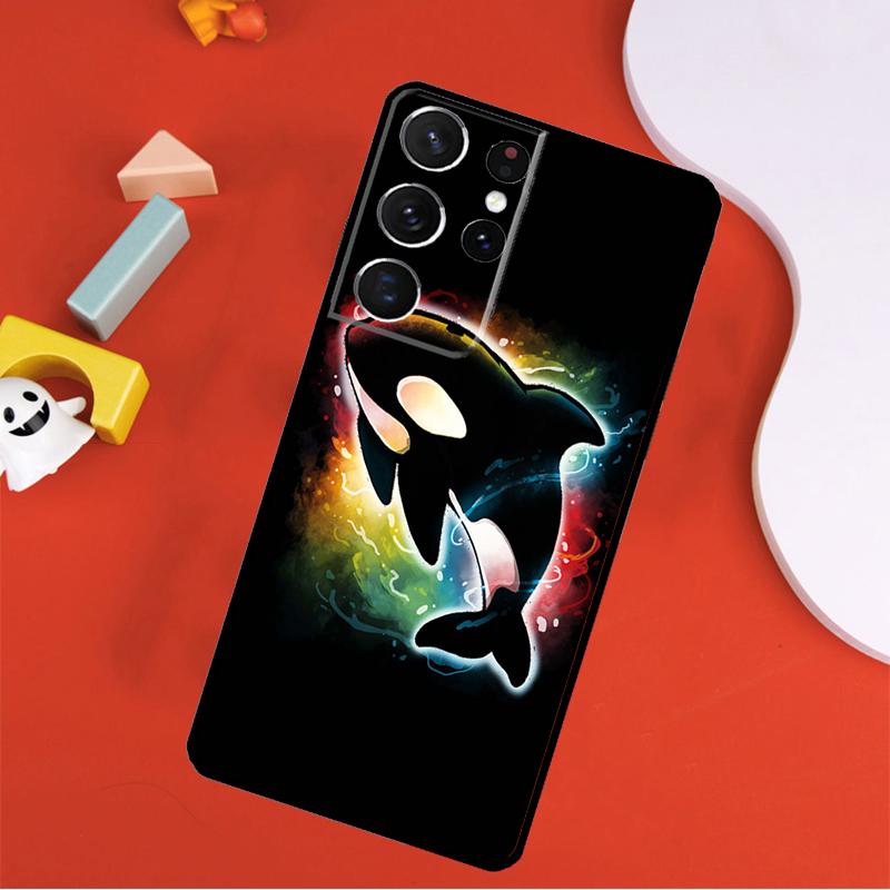 Shark and Killer Whale Phone Case For Samsung Galaxy S25 Ultra S9 S10 S20 S21 FE S22 S23 S24 Plus S24 Ultra Cover