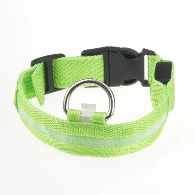 Solid Nylon LED Light Dog Collar 3 Models Shining for Night Walking  Anti-lost Safety Glow Luminous Collars Pet Cat Supplies