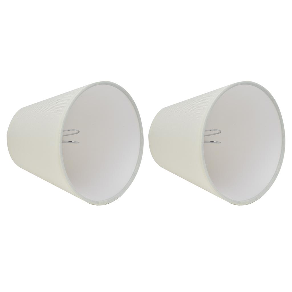 2PCS Fabric Lampshade European Style Clip On Lamp Shade for E14 Screw Chandelier Wall LampPT07 White