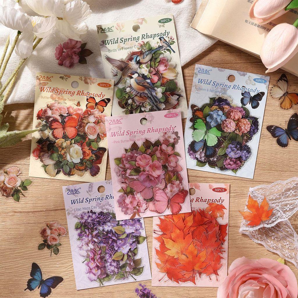 30pcs Butterfly Transparent Decorative Stickers for Journaling Scrapbooking Planner DIY Crafts Aesthetic Sticker