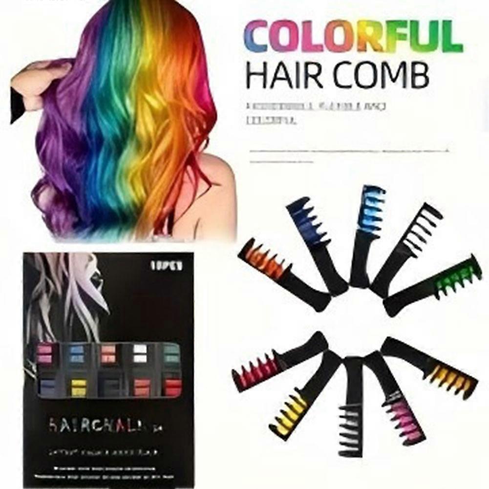10 Colors Hair Chalk Comb Set Washable Temporary Hair Color Safe Material Colorful Makeup for Girls Parties & Holidays Gift