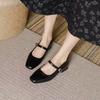 French retro square head Mary Jane women's shoes autumn 2025 new versatile high heels thick heel light mouth single shoes women