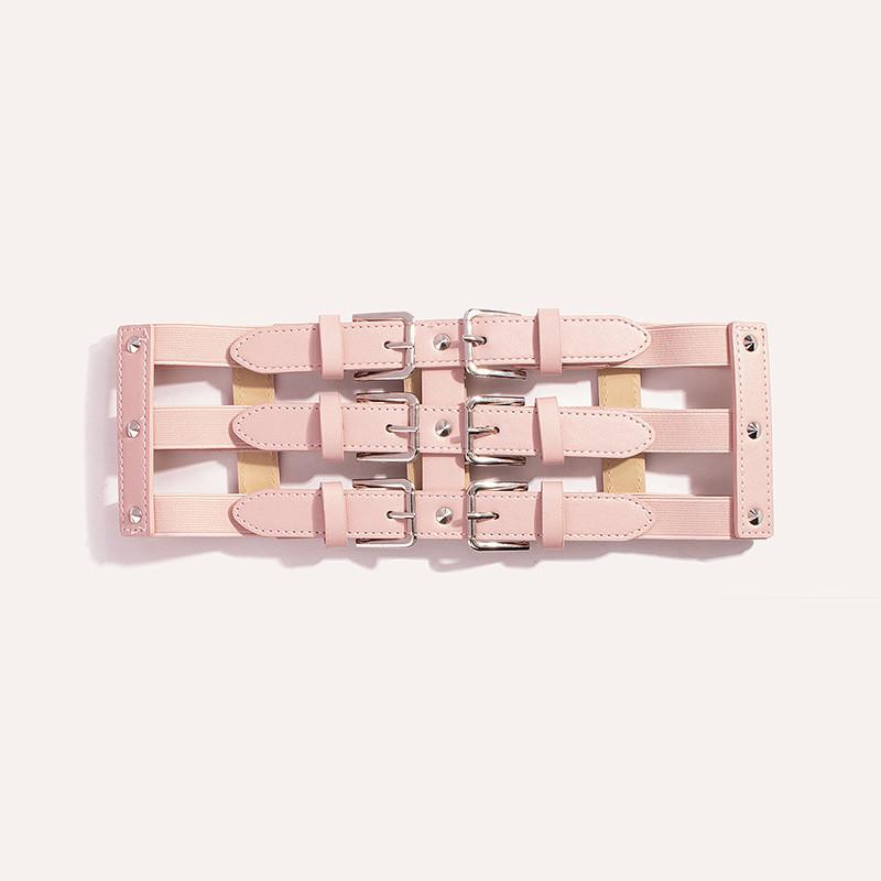 Punk Wide Female Waist Belt With Adjustable Length For Party And Daily Wear