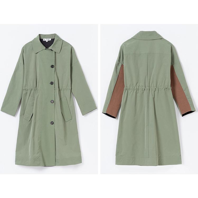 Elegant and Warm Mid-length Women's Coat In Army Green with British Collar and Beads Decoration