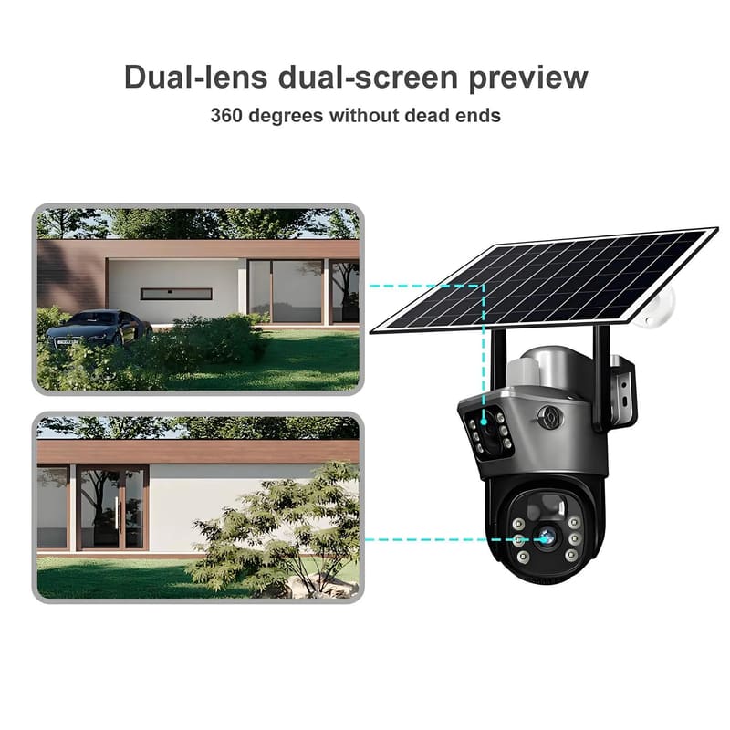 Solar Camera Outdoor 4G Wifi 4K 8MP 360 Wireless Dual Screen Surveillance Night Vision Waterproof Cctv Security Protection IP Cameras