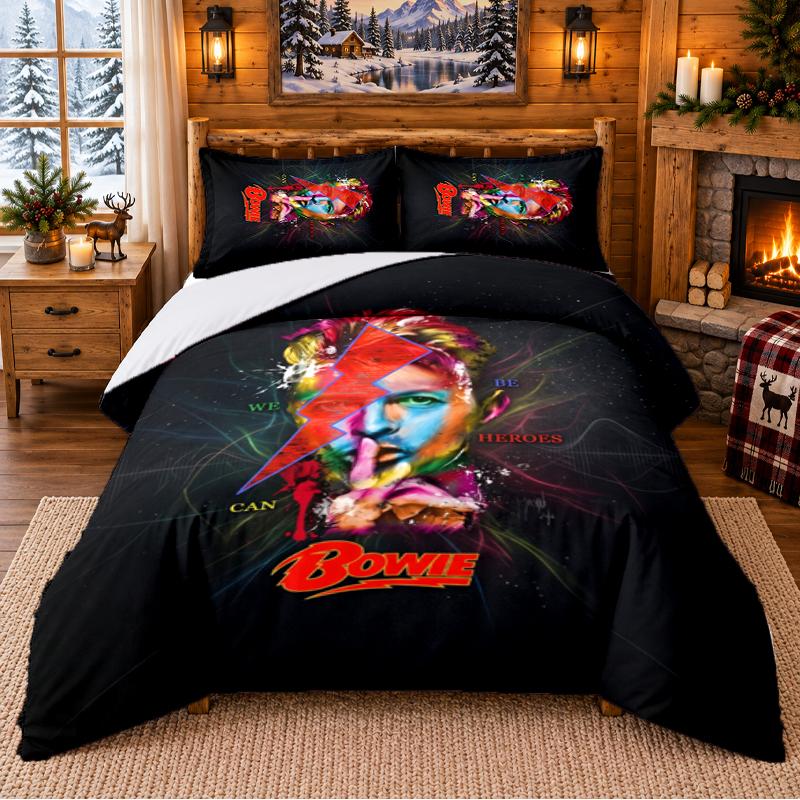 Printed 3Pcs Bedding Set David Bowie Pattern Bed Sheet Pillowcase For Bedroom Decor