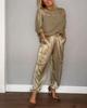 2024 European & American Women's Satin Half-Sleeve Top and Pants Two-Piece Set