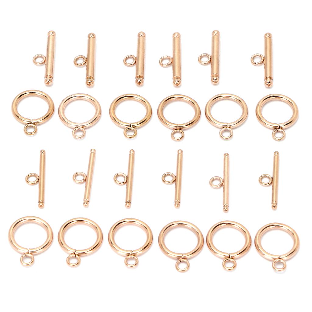 Okrągłe zapięcia przełączane ze stali nierdzewnej Zapięcia T-bar do naszyjnika DIY Biżuteria Różowe złoto