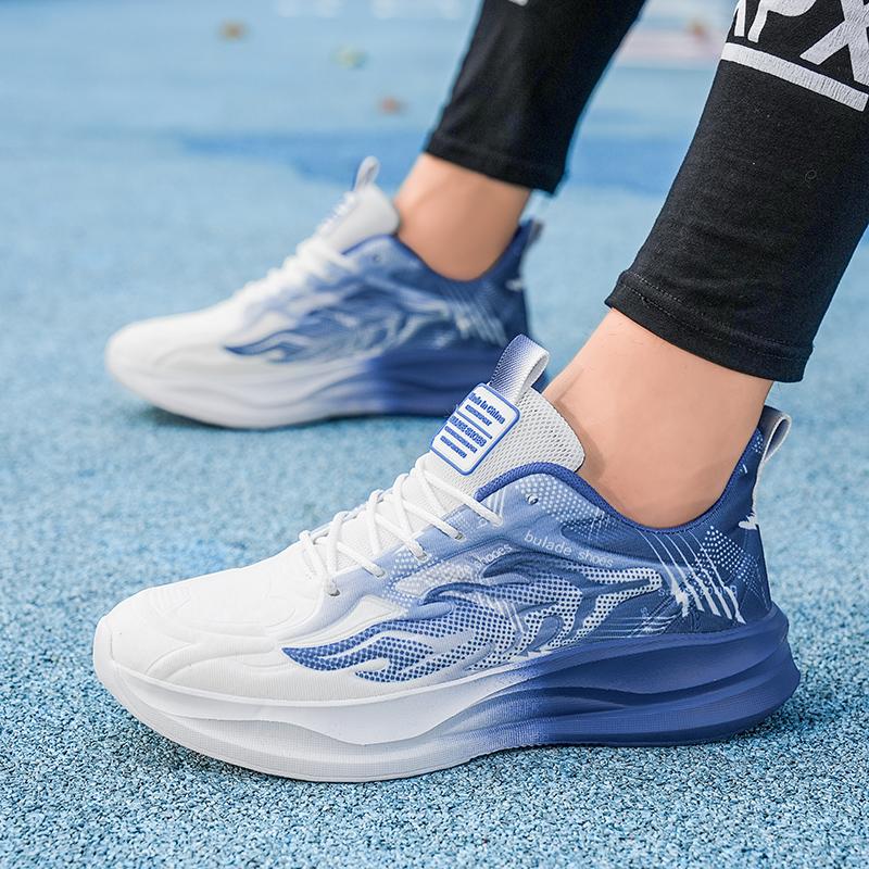 Running Shoes Men Outdoor Thick-Soled Breathable Anti-Slip Men Shoes Comfortable Lightweight Soft Mesh Lace-Up Sports Shoes Men