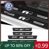 2026 Het För VOLKSWAGEN VW För Volkswagen VW Rline R line Logotyp Kolfiber Bil Dörrtröskel Skyddsklistermärken Auto Bakre Bagageutrymme