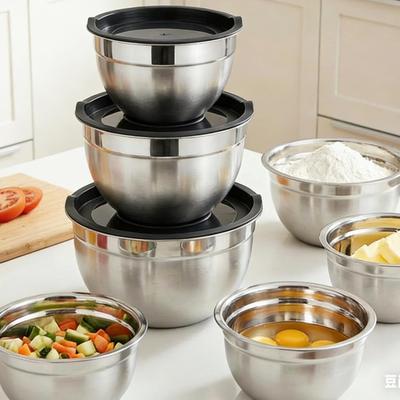 Mixing Bowls with Lids and Non Slip Stainless Steel Mixing Bowls Set for Baking Nesting Storage Bowls