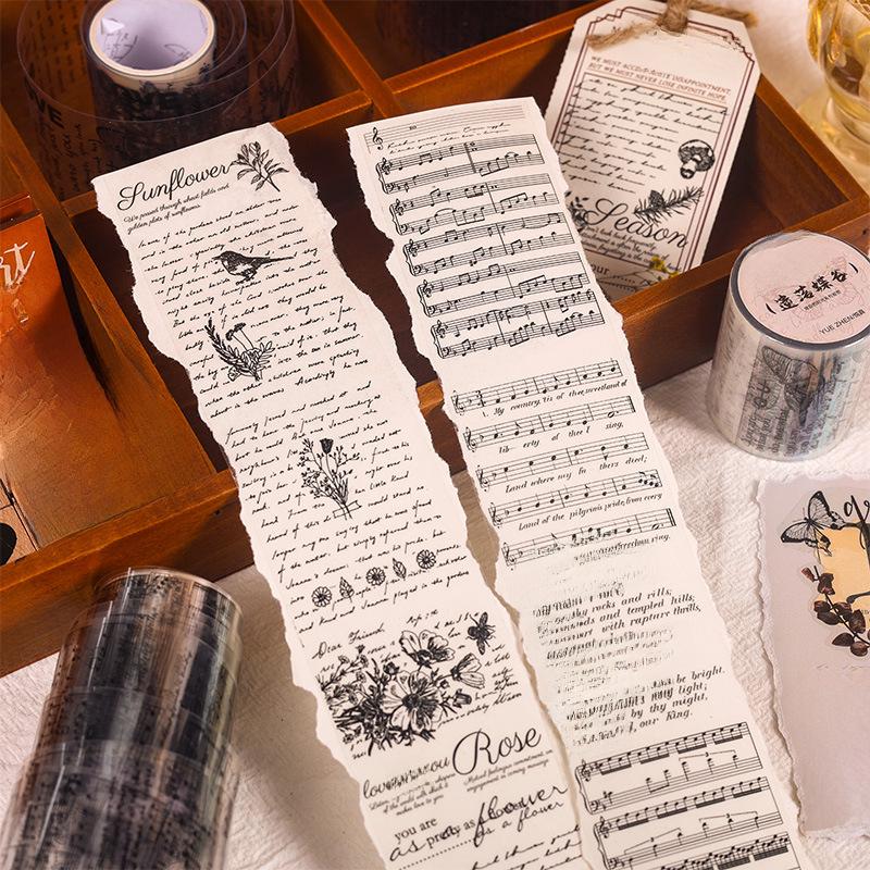 Yuezhen's Retro English Collage Text Notebook Tape Stickers