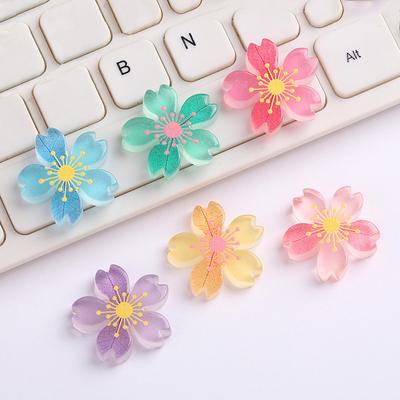 Resin Fashion DIY Ornament Drop Glue Cherry Blossom Flower Accessories Luminous Patch 5pcs Mobile Phone Case Beauty Decorative Material Hairclip