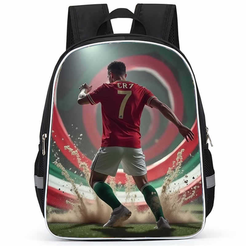 Cr7 Rucksack Hochauflösender Druck Große Kapazität Multifunktion Reißverschluss Oxford Rückenschutz Leichter Rucksack