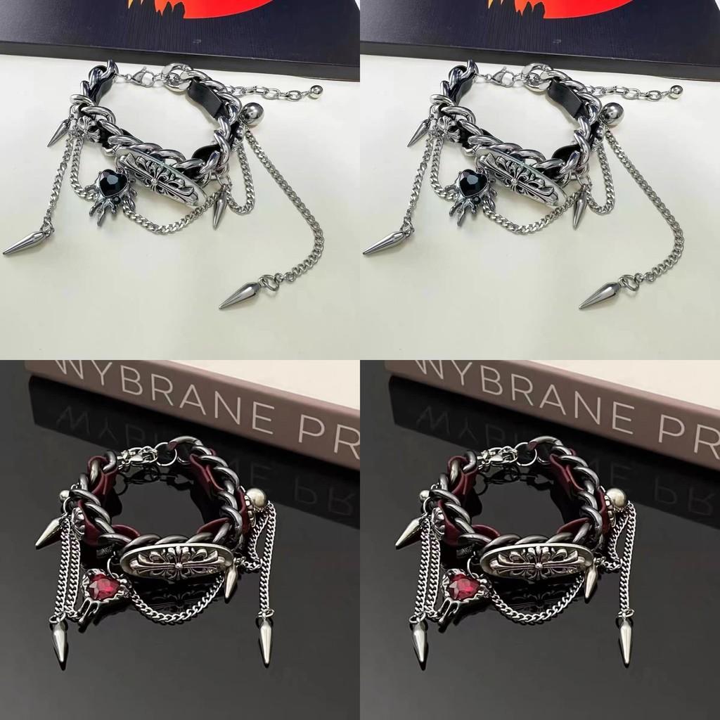 Dark Aesthetic Unisex Leather Bracelet With Intricate Alloy Plating Gothic Style