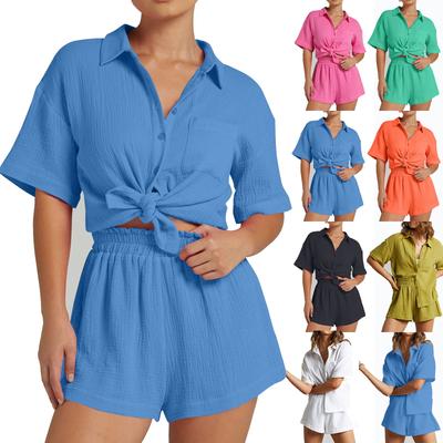 Fato de Duas Peças Feminino Verão Camisa de Musselina e Calças Roupas Fato de Praia de Duas Peças Fato de Duas Peças Feminino