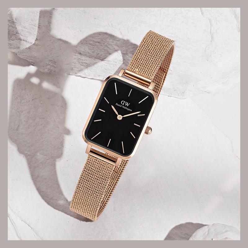 Daniel Wellington QUADRO series small square watch watch quartz movement stainless steel strap black dial women's watch small square watch DW00100432