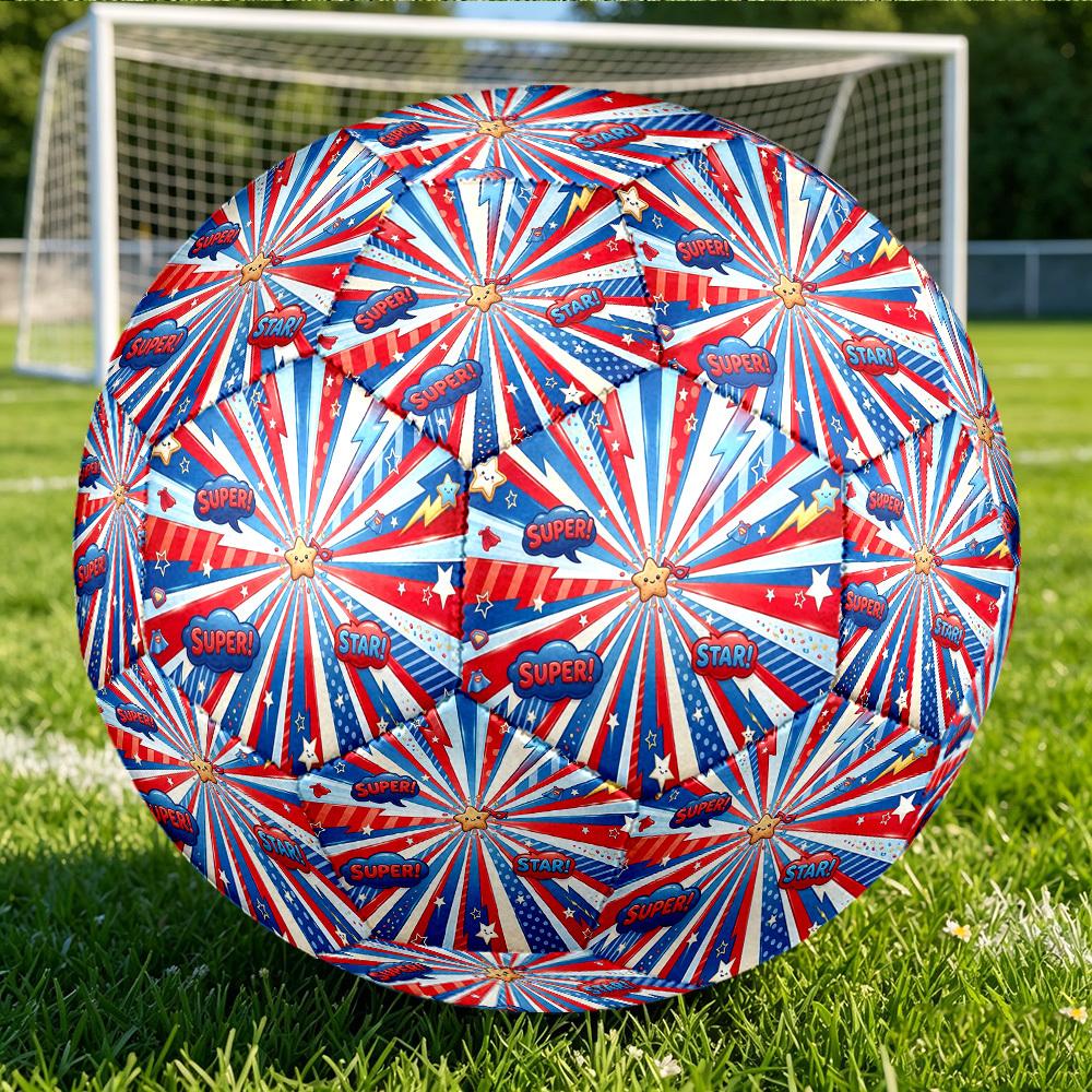 1pc Super Star Energy Themed Soccer Ball, Size 5, Lightweight PVC Material, Outdoor Training Soccer Ball Gift. q62257