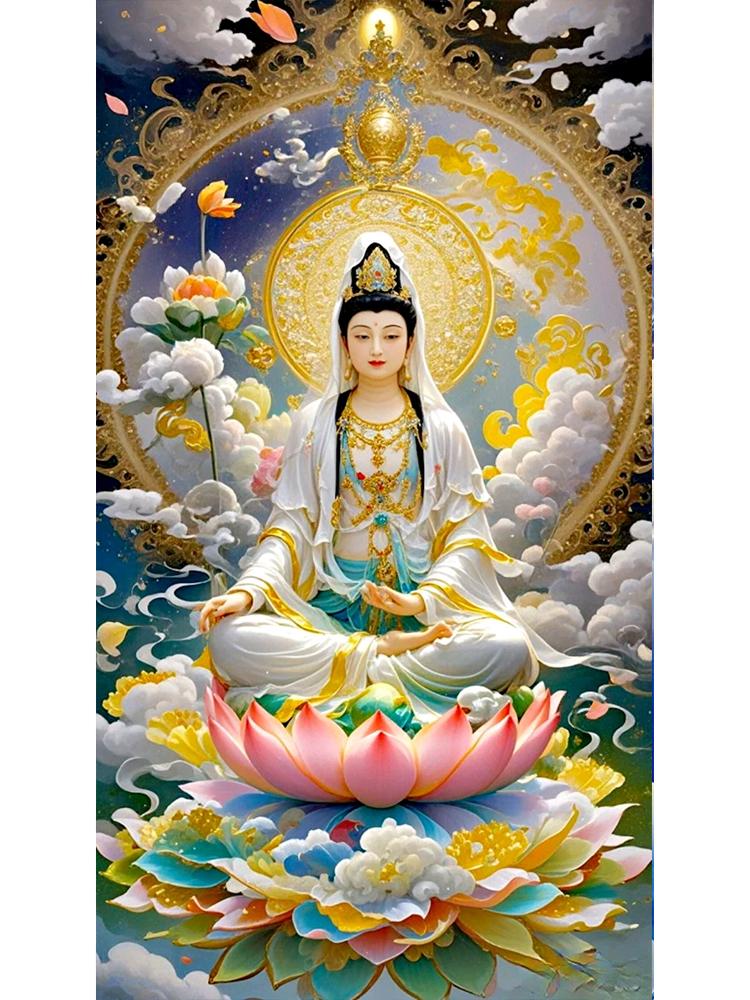 Neues 5D Guanyin Bodhisattva Muster Diamantmalerei Mosaik Stickerei Voll Quadratischer und Runder Diamant Groß Heimdekoration DIY