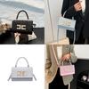 Elegante und schicke kleine quadratische Handtasche für Damen in Schwarz, Weiß, Silber und Pink, perfekt für den täglichen Gebrauch