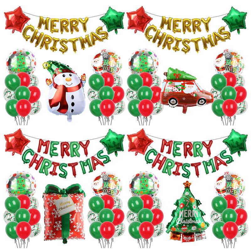 Christmas Decoration Balloon Set Smiling Snowman Elk New Year Arrangement Christmas Tree Party Decoration
