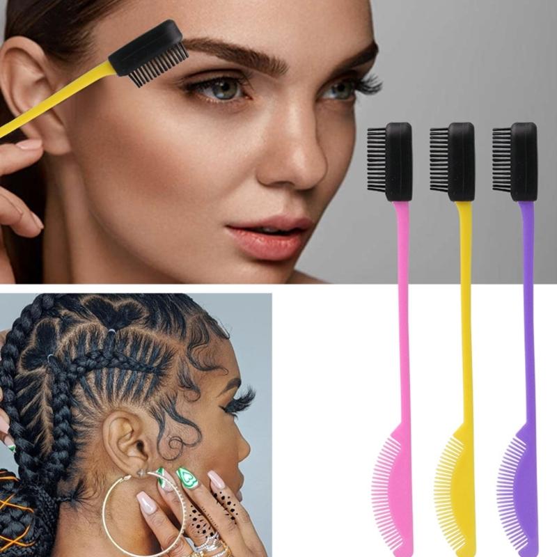 3Pcs Silicone Makeup Tool Set Double Sided Brow Brush And Hair Styler For Quick Touches Ups Travel