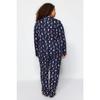 Navy Blue Patterned Knitted Pajama Set Tbbaw24ai00002