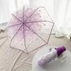 Fashionable Sakura Fresh Transparent Petal Umbrella with 8 Bones Fully Automatic 3-Fold Girls' Travel Umbrella Durable Sturdy
