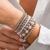 Boho Sweet Imitation Pearl Mixed Round Pearl Bracelet Women's Multi layer Elastic Thread Girls' Jewelry
