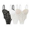 Elegant Lace Mesh Fishbone Spliced Sleeveless Camisole Crop Top for Women